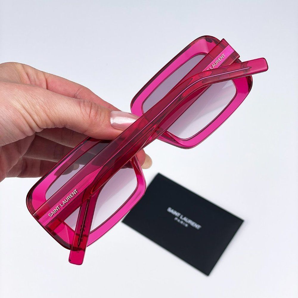 Saint LaurentāSL534 SUNRISE 006 Sunglasses Transparent Pink Gradient Unisex - Picture 7 of 15